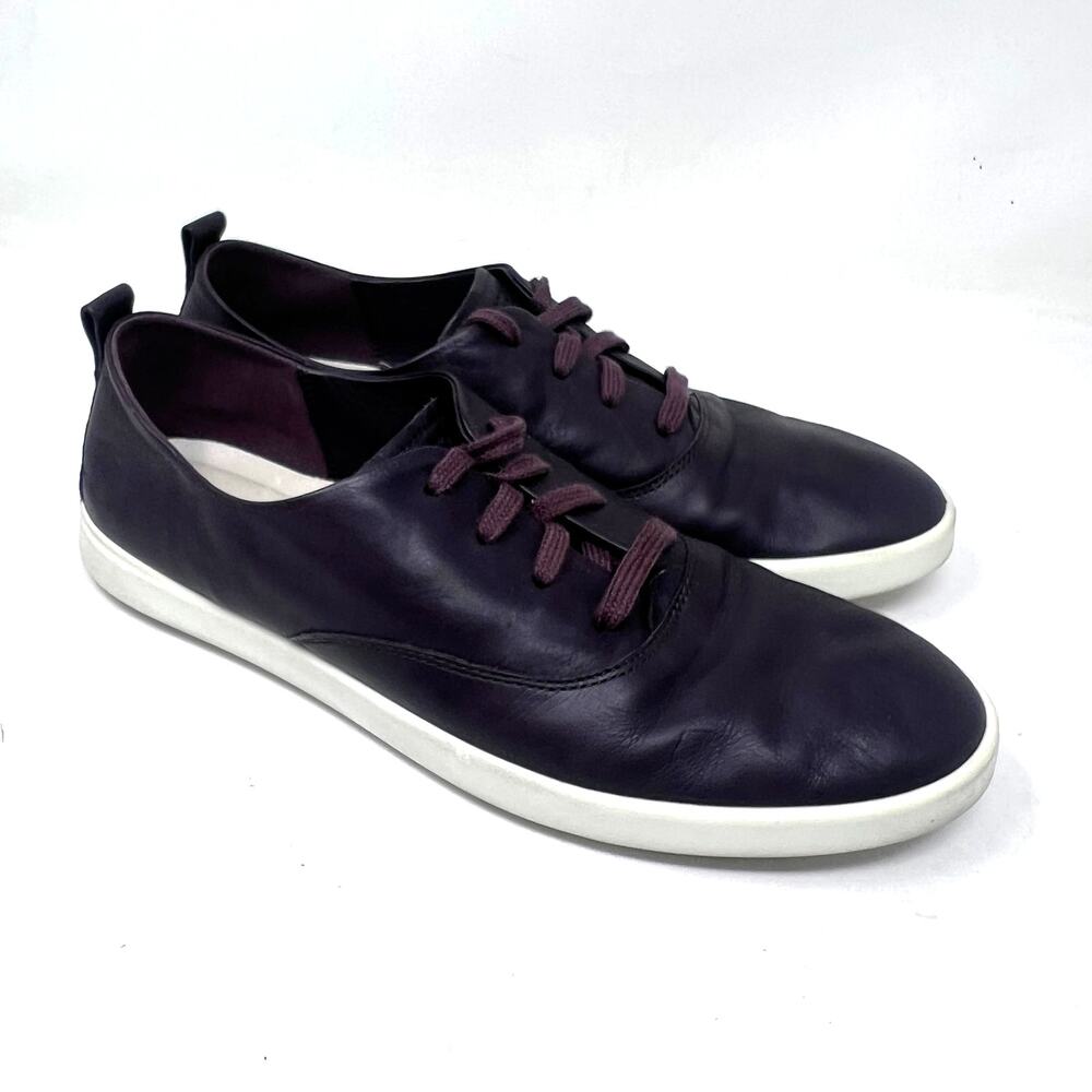 Ecco Soft Sneaker Women's 11 Lace Up Trainer Purple Fig Leather Comfort Flat‎